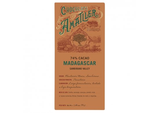 AMATLLER CHOCOLATE 74% CACAO MADAGASCAR 70G, 