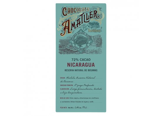 AMATLLER CHOCOLATE 72% CACAO NICARAGUA 70G, 